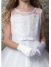White Scalloped Lace Tulle Amazing Flower Girl Dress